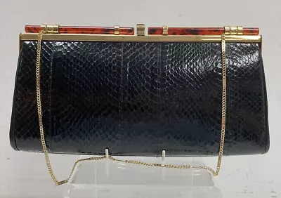 Vintage Black Leather Faux Snake Clutch/Shoulder Bag. • £35