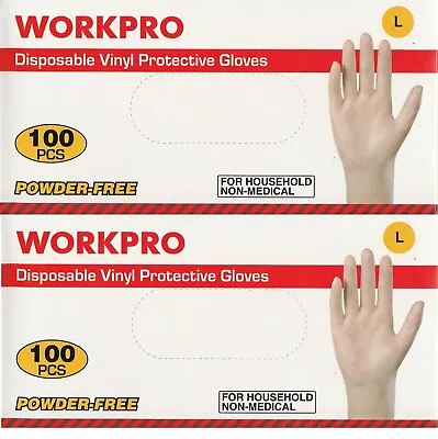 Workpro Disposable Gloves Vinyl Powder Free Protective Large Case Of 1000 • $39.99