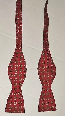 Vintage  Invizo Dark Red Paisley Silk Adjustable Bow Tie • $5