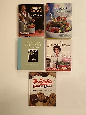 Celebrity Cookbooks. Lot Of 5.  Batali Garten Trigiani Stewart & Mrs Fields • $6.79