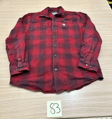 Carhartt Flannel Men's Medium Red Plaid Heavyweight Workwear Button Up • $19.99