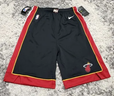 NBA Nike Miami Heat YOUTH SIZE XL Icon Edition Swingman Performance Shorts Black • $39.83