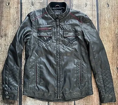 Buckle Black Motorcycle Style Jacket Pewter Standard Fit Mens Medium Excellent • $49.99