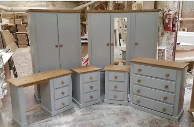 Aylesbury Next 6 Piece Bedroom Set Grey With Dark Oak Fully Assembled • £1250