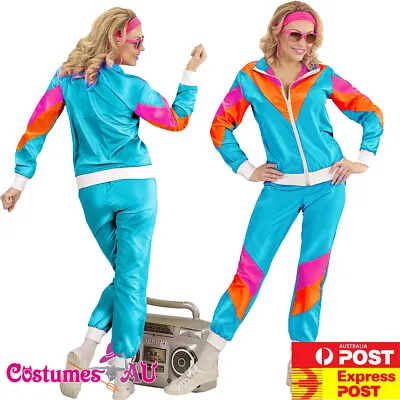 Ladies 80s Height Of Fashion Tracksuit 1980s Party Retro Disco Neon Costume • $33.24