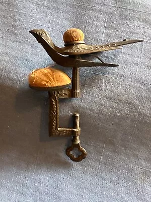 Antique Embossed Victorian Bird Double Pin Cushion With Clamps Pat. 1853 Sewing • $250