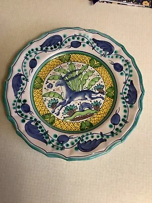 Vintage Italian Pottery Running Deer 9  Plate • $14.99