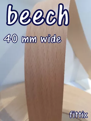 40 Mm Wide  Melamine Pre Glued Iron On Edging Tape/Edge Banding Beech • £1.10