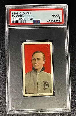 Ty Cobb Psa 2 1909-11 T206 Old Mill Back Red Portrait Tigers Hof Centered • $9249.99