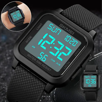 Men's Military Sports Watch LED Screen Large Digital Face Waterproof Wristwatch • $13.98
