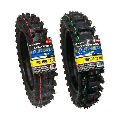 Dunlop 60/100-10 70/100-10 Tires Front Rear 2.50- 10 Set MX34 CFR50 SX50 TTR50 • $105.99