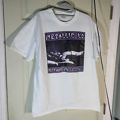 VTG Iggy Pop And The Stooges Metallic KO Concert Tour Band Shirt Sz L 90s Punk • $179.95