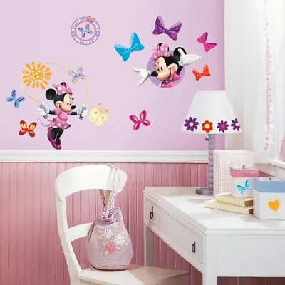 MINNIE MOUSE BOWTIQUE Wall Decals 33 New Girls Bedroom Stickers Peel And Stick • $12.99