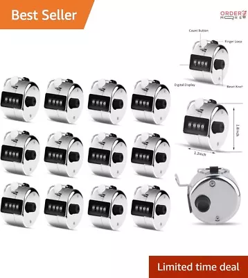 4-Digit Hand Tally Counter Clicker - Manual Mechanical Pitch Counter - 12 Pack • $33.22