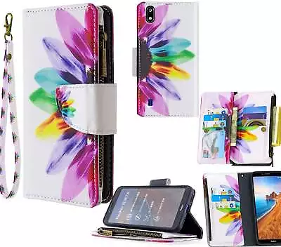 Zte Blade A7 2019 Fashion Printed Case Triple Wallet 9 Cards Zip Pocket • $13.50