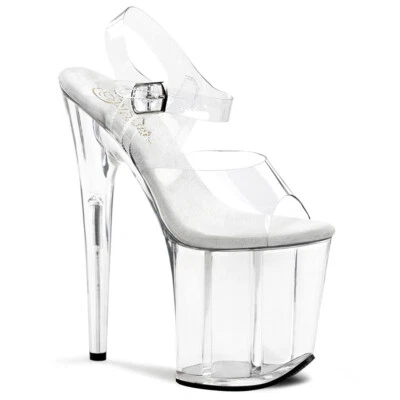 £73.10 • Buy Pleaser Flamingo 808 Clear Platform Pole Lap Dancing Stiletto Heel Sandals Shoes