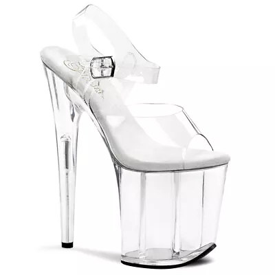 Pleaser Flamingo 808 Clear Platform Pole Lap Dancing Stiletto Heel Sandals Shoes • £63.99