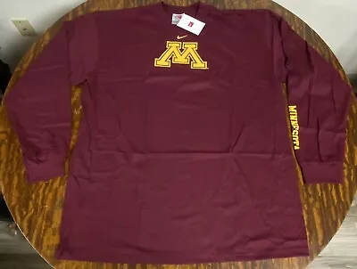 MINNESOTA GOLDEN GOPHERS MEN’S NIKE LONG SLEEVE T-SHIRT! NEW WITH TAGS! Retro XL • $34.95
