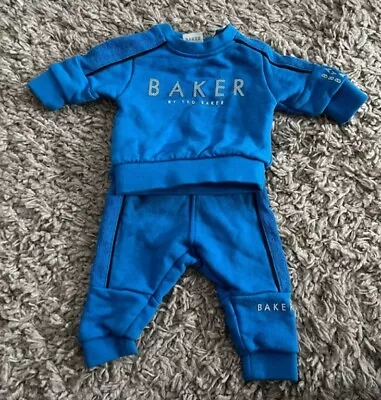 BNWOT Ted Baker Baby Boys Blue Logo Tracksuit Jogger Set Outfit 0-3 Months • £5.99