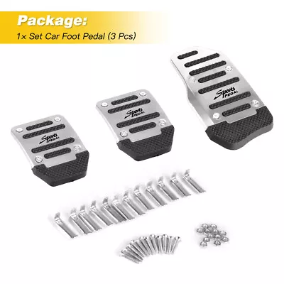 3 Piece Universal Car Non-Slip Manual Gas Brake Foot Pedal Pad Cover Set Silver • $10.44