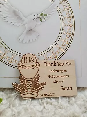 £5.40 • Buy Personalised First Holy Communion Wood Magnets Thank You Gift Engraved Keepsake
