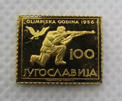 Yugoslavia 1956 24k On 925 Sterling Silver Ingot Olympic Stamp • £19.24