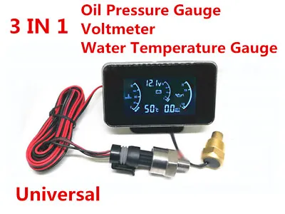 3In1 Car Truck LCD Digital Display Voltmeter/Water Temp/Oil Pressure Gauge Meter • $32.98