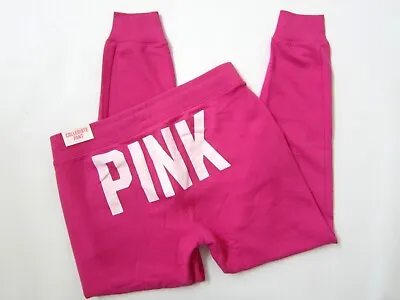 NEW VINTAGE Victoria Secret Pink WHITE DOG LOGO COLLEGIATE ORIGINAL SWEAT PANT M • $49.99