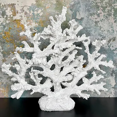White Resin Faux Fire Coral Sculpture Large Home Bathroom Sea Nautical Decor Art • £28.99