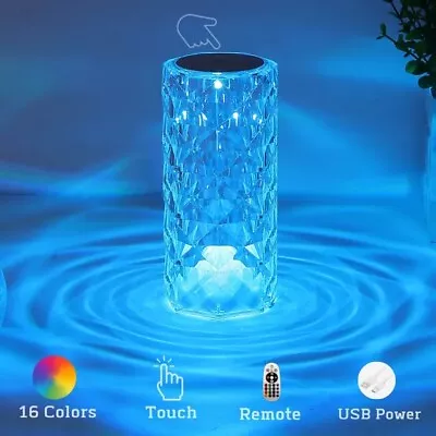 Crystal Table Lamp For Bedroom 16 Colors Touch/Remote Dimmable Night Light • $16.99