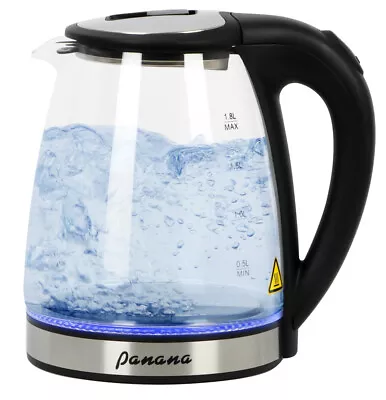 1.8L 1800W Electric Kettle Glass Kettle Blue LED Illuminated Auto Shot Off • £10.99