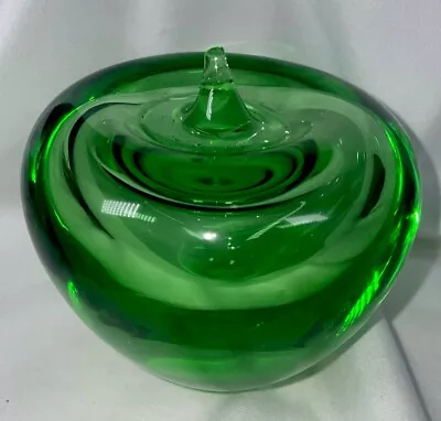 Vintage Murano Glass Green Apple MCM Paperweight • $35