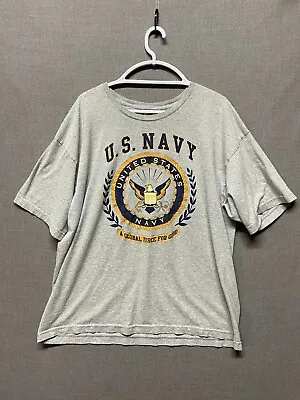 Vintage US Navy Shirt Adult XXL Grey A Global Force For Good Bayside USA • $24.88