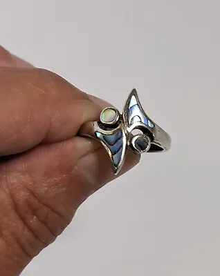 Abalone Shell Sterling Silver Ring - Sz. 6 • $11.65