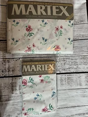 Vintage Martex Twin Fitted Sheet 2 Standard Pillowcases Lot Garden Provencal Ii • $29.99