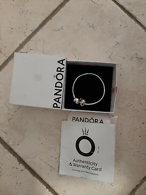 $65 • Buy Pandora Silver Heart Clasp Bracelet 18cm With Charm