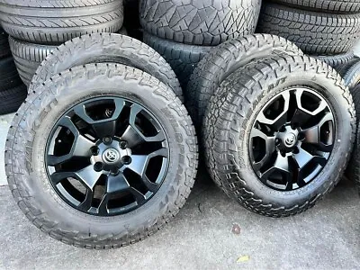 4x GENUINE TOYOTA HILUX SR5 2021 BLACK 18  Wheels & FALKEN AT3W Tyres PRADO  • $1899