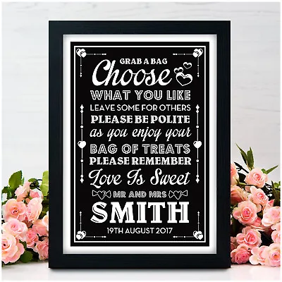 £15.95 • Buy Sweet Table Buffet PERSONALISED Wedding Signs - Sweeties Candy Table Bar Signs