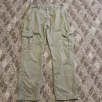 Men's 32/32 Wrangler Fleece Lined Khaki Cargo Work Outdoor Pants • $17