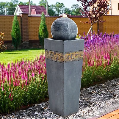 Electric Sphere Fountain Garden Outdoor LED Fountain Waterfall Green Area Decor • £95.95