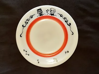 Vintage Anchor Hocking Milk Glass Character Plate  - Man W Mustache &  Lady • $9.95