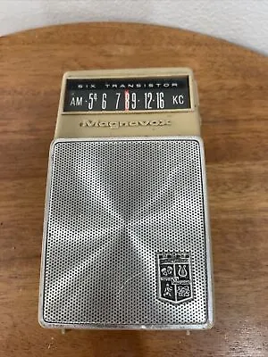 Magnavox Radio 6 Transistor Model AM 61 W/Leather Case Works • $21.45