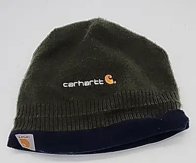 Carhartt Knit Hat Beanie Youth Boys  Green Outside Blue Inside One Size. • $9.95