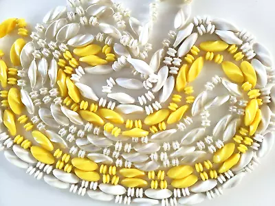 3 Vintage Plastic Bead Strand Necklace Lot Pearl Yellow & Cream Colors 1980s • $8.70