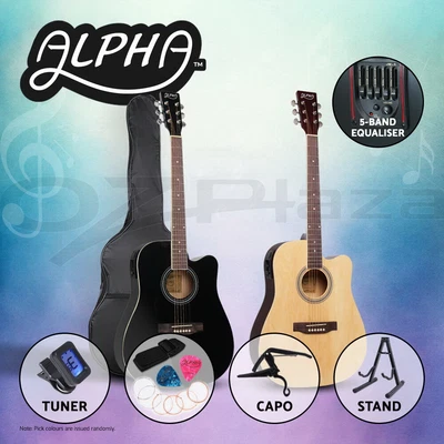 $129.95 • Buy Alpha 41” Inch Electric Acoustic Guitar Wooden Classical Folk Case Steel String
