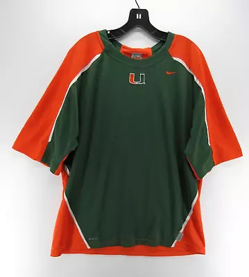 Miami Hurricanes Jersey Men XL Green Nike Fit Dry Swoosh Pullover Shirt NCAA Y2K • $19.99