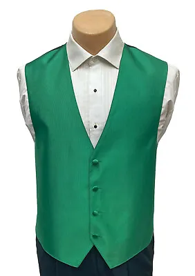 Men's Kelly Green Tuxedo Vest Fullback Wedding Groom Prom Church Suit Medium M • $12