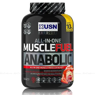 £43.99 • Buy USN Muscle Fuel Protein Body Mass Builder Strawberry Anabolic Powder Pack 2.2kg