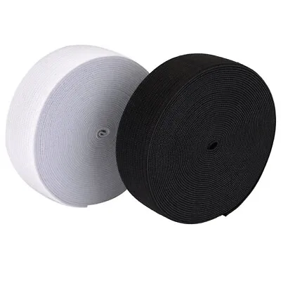 50mm 2 Inch [5 CM ]  Wide FLAT BLACK/WHITE KNITTED  ELASTIC Sewing Dressmaking • £3.29