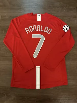 Medium / Retro Ronaldo 2008 UCL Final Manchester United Nike Long Sleeve Jersey • $70